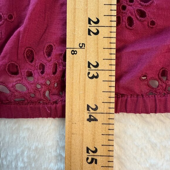 Lucky Brand Blouse See Through Circle Pattern 3/4 Sleeve Burgundy Vintage Large - Picture 6 of 7